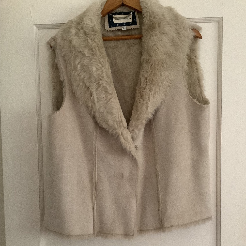Laura Ashley micro suede light beige vest brand new